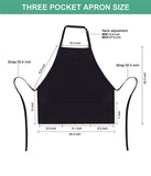 3 Pockets Adjustable Bib Apron Chef Kitchen Cooking Aprons for Women Men, Black