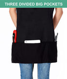 3 Pockets Adjustable Bib Apron Chef Kitchen Cooking Aprons for Women Men, Black