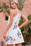 Women's Casual Floral Print Spaghetti Strap Backless Summer Mini Dress