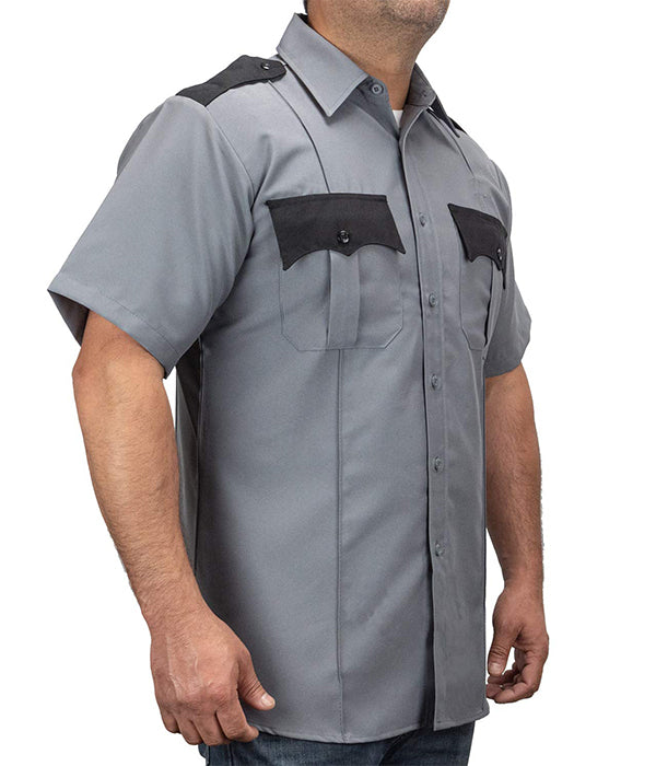 Men's Two Tone Short Sleeve Uniform Shirt