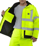 Men's High Visibility Reflective Jackets Waterproof Safety Jacket Work Construction Coats