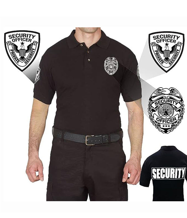 Wholesale Custom Security Black Poly Cotton Security Polo Shirts
