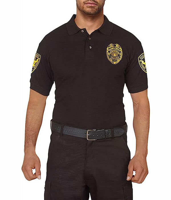Wholesale Custom Security Black Poly Cotton Security Polo Shirts