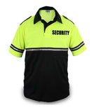 Two Tone Security Polo Shirt with Reflective Stripes and Zipper Pocket